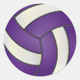 Sticker Rond Volley violet et blanc