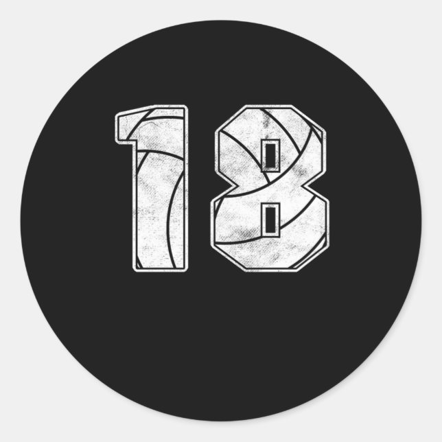 Sticker Rond Volleyball 18 e Anniversaire Célébration Sport Cad (Devant)