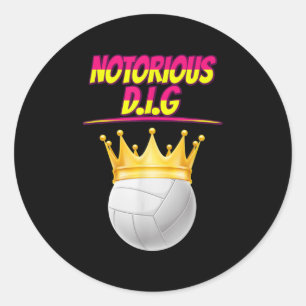 Sticker Rond Volleyball Citation notoire d'amusement de creusem