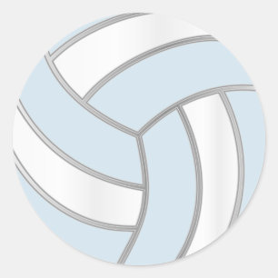 Sticker Rond Volleyball Couleur Arrière - plan argent, blanc