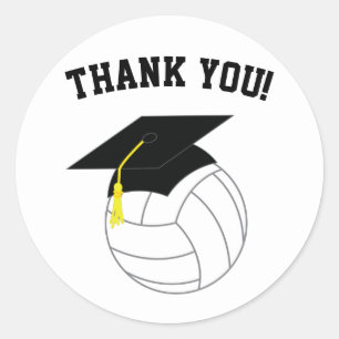 Sticker Rond Volleyball Graduation Sports Noir Blanc