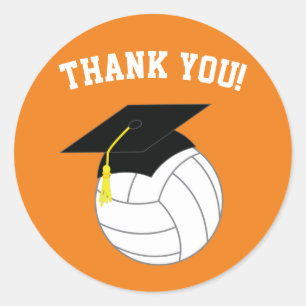 Sticker Rond Volleyball Graduation Sports Orange