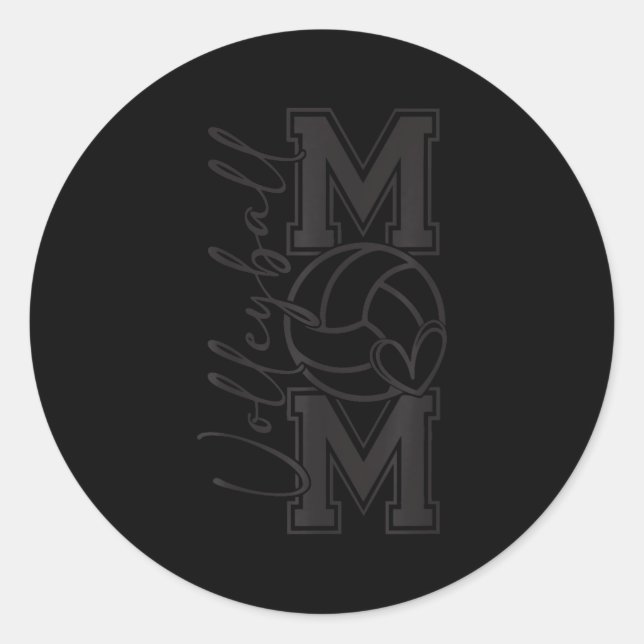 Sticker Rond Volleyball Mama Mom Coquette Volleyball Bow Game D (Devant)