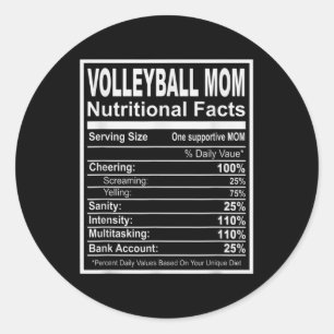 Sticker Rond Volleyball Maman Faits nutritionnels