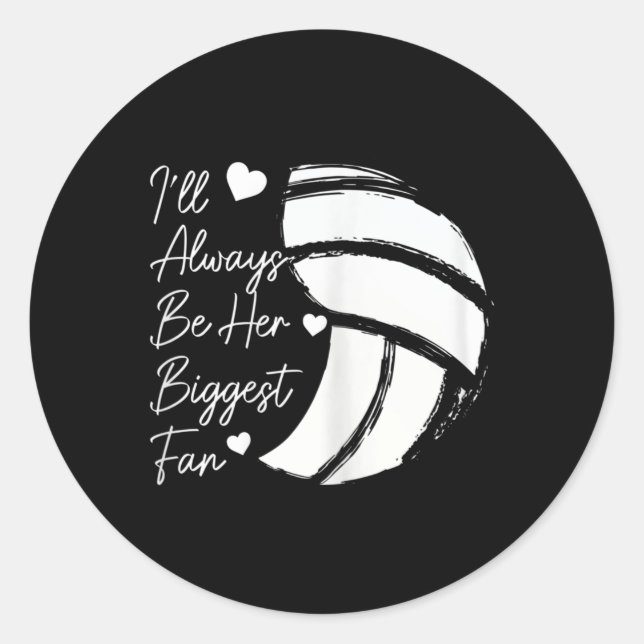 Sticker Rond Volleyball Maman Sa Plus Grande Fan Volleyball Fil (Devant)
