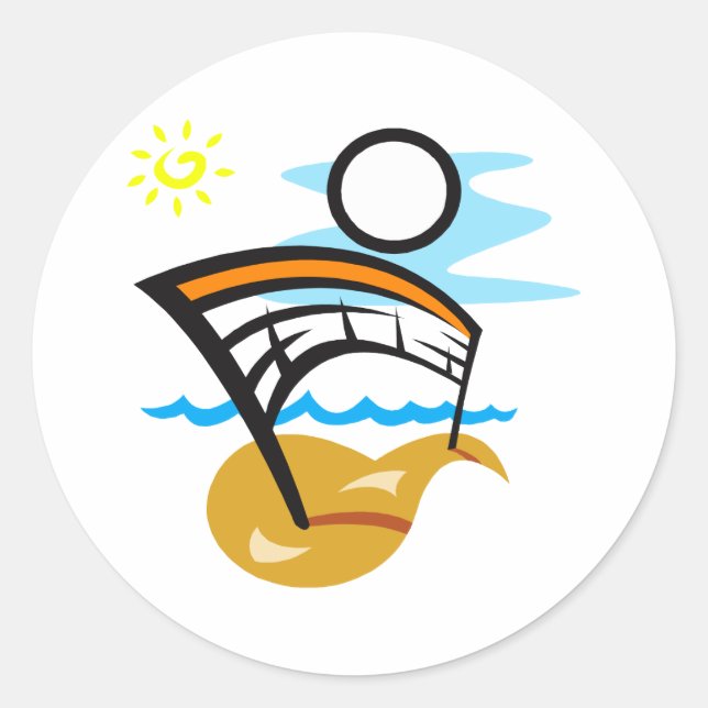 Sticker Rond Volleyball Net & Ball (Devant)