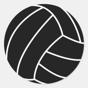 Sticker Rond VOLLEYBALL NOIR & BLANC Sports d'été plage plais