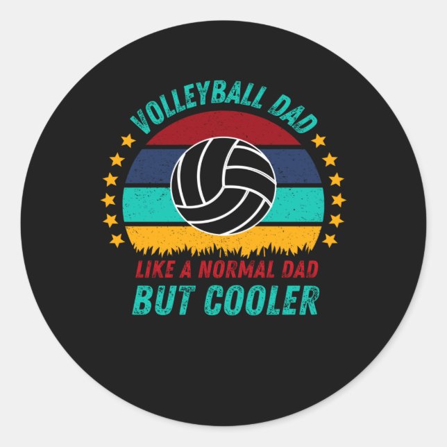 Sticker Rond Volleyball Papa - Fête des pères Cool Cadeau (Devant)