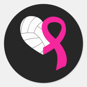Sticker Rond Volleyball rose ruban Cool Cancer du sein Prix