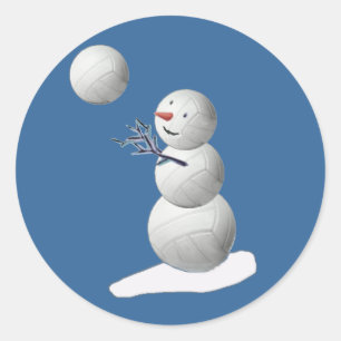 Sticker Rond Volleyball Snowman