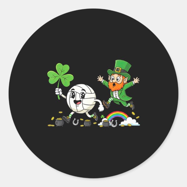 Sticker Rond Volleyball trèfle shamrock Saint-Patrick femmes (Devant)