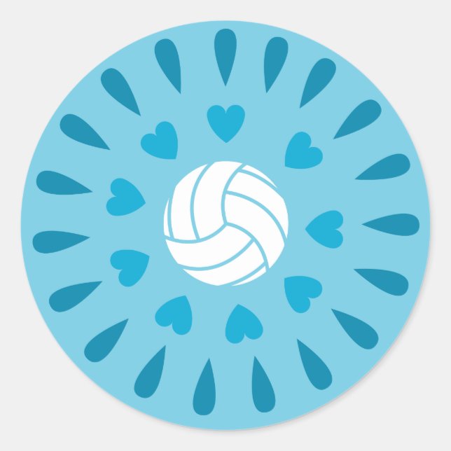 Sticker Rond Volleyballs bleu Motif Kaleidoscope (Devant)