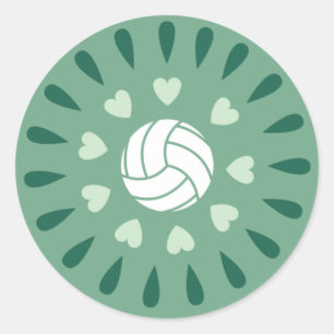 Sticker Rond Volleyballs verts Motif Kaleidoscope