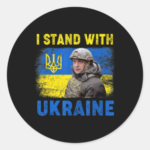 Sticker Rond Volodymyr Zelensky Je Suis Aux Côtés De L'Ukraine 