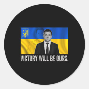 Sticker Rond Volodymyr Zelensky La victoire sera à nous Ukraine