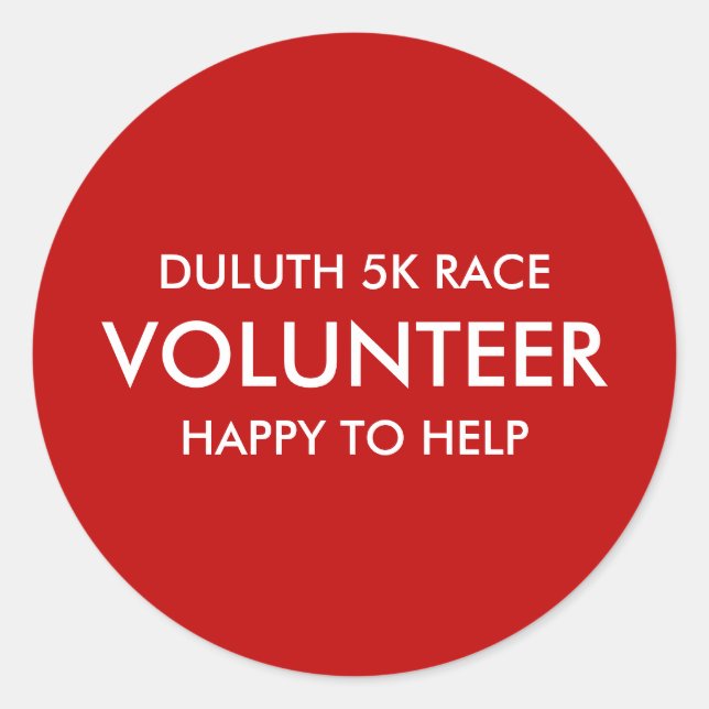 Sticker Rond Volontaire rouge personnalisé (Devant)