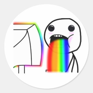 Sticker Rond Vomit des arcs-en-ciel