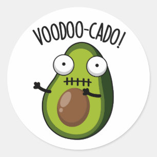 Sticker Rond Voodoo-cado Funny Avocado Pun