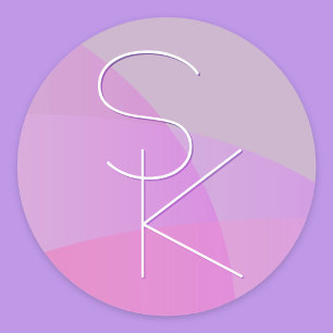 Sticker Rond Vos Initiales Superposées Géométrique Rose Moder