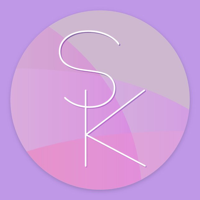 Sticker Rond Vos Initiales Superposées | Géométrique Rose Moder (Créateur téléchargé)