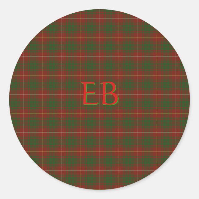 Sticker Rond Vos initiales sur Bruce Clan tartan (Devant)