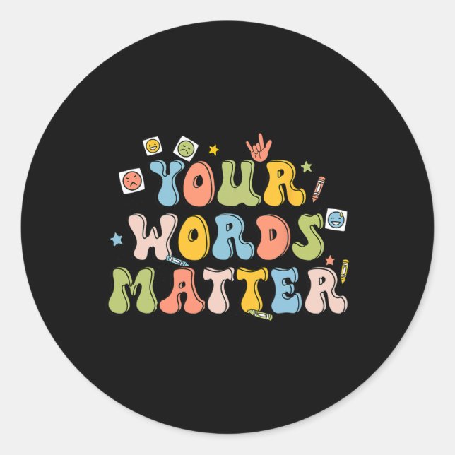 Sticker Rond Vos mots Problème Pathologiste rétro Santé mentale (Devant)