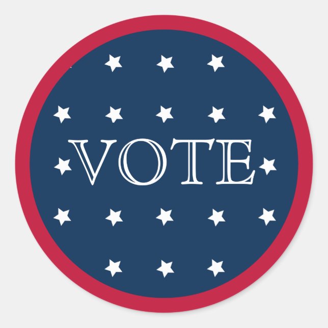 Sticker Rond Vote 2020 Elegant Rouge Blanc et Bleu (Devant)