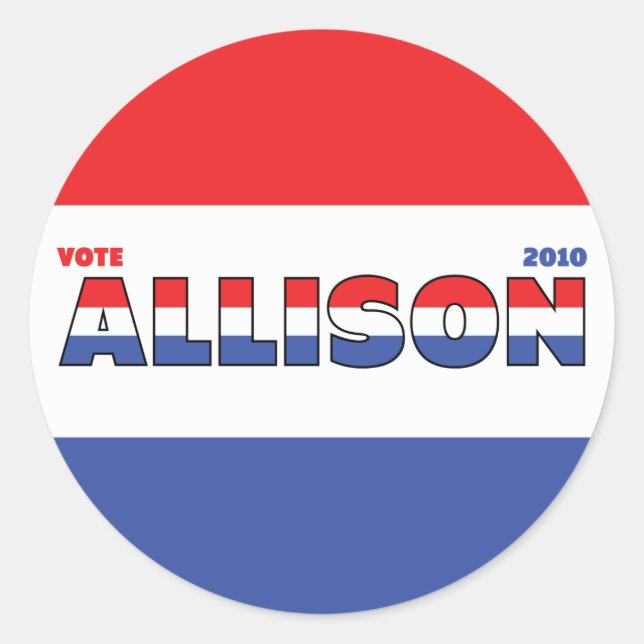 Sticker Rond Vote Allison Élections 2010 Rouge Blanc et Bleu (Devant)