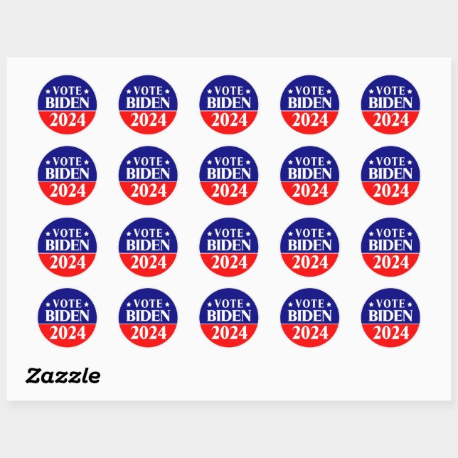 Sticker Rond Vote Biden 2024 Parti démocratique (Feuille)