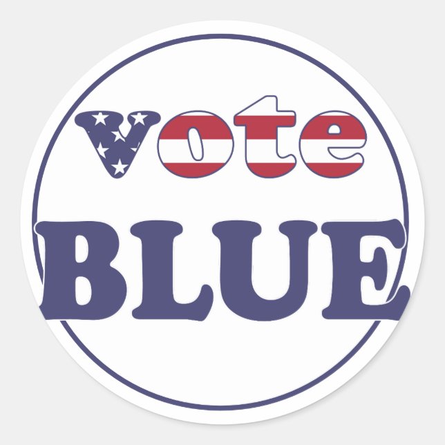 Sticker Rond Vote Blue - American Flag Typographie (Devant)