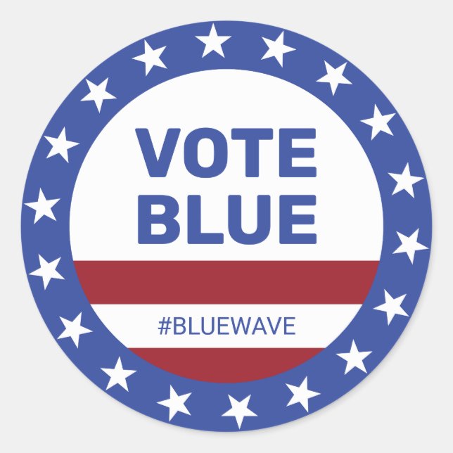 Sticker Rond Vote Blue Stars Stripes Blue Wave Election (Devant)