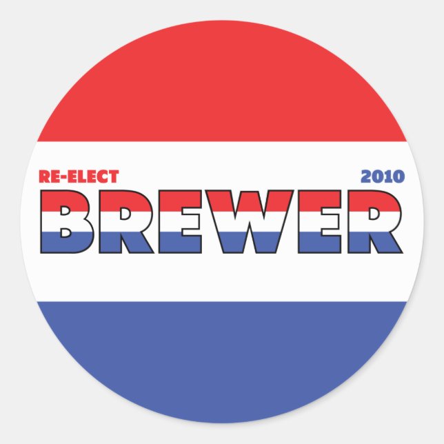Sticker Rond Vote Brewer Elections 2010 Rouge Blanc et Bleu (Devant)
