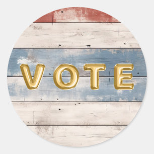 Sticker Rond Vote de planche en bois Americana rustique