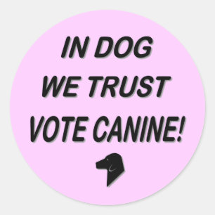 Sticker Rond Vote Dog avec Black Text