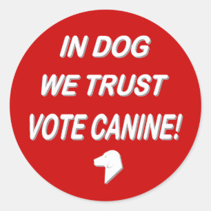 Sticker Rond Vote Dog avec texte blanc