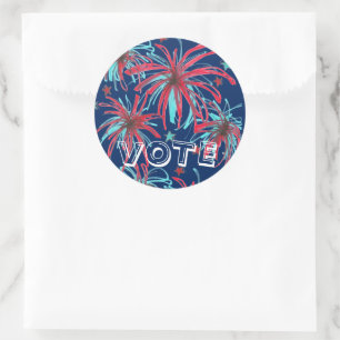 Sticker Rond VOTE Election Day USA Voter Feu d'artifice Patriot
