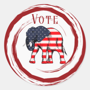 Sticker Rond Vote Élection Éléphant Patriotique