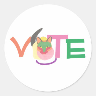 Sticker Rond Vote Félin Heureux GOTV