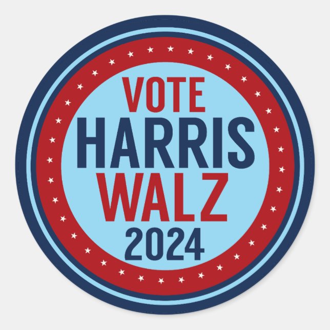 Sticker Rond Vote Harris Walz pour l'élection présidentielle de (Devant)