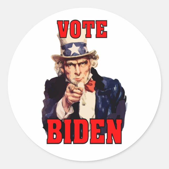 Sticker Rond Vote Joe Biden Oncle Sam 2024 (Devant)