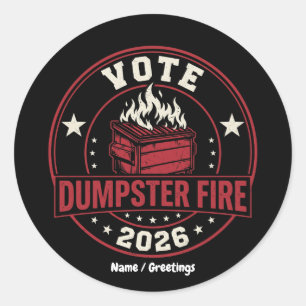 Sticker Rond Vote Poubelle Incendie 2026 Parodie Politique Sati