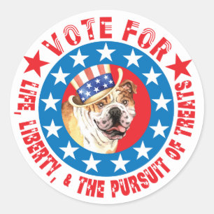 Sticker Rond Vote pour Bulldog
