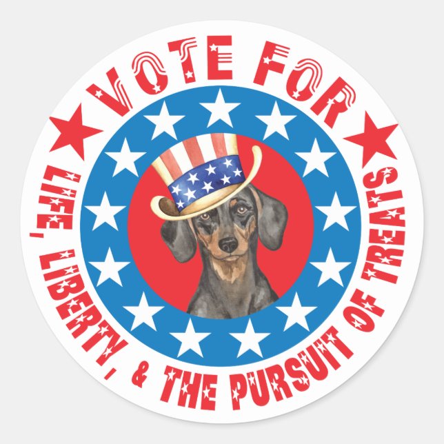 Sticker Rond Vote pour Dachshund (Devant)