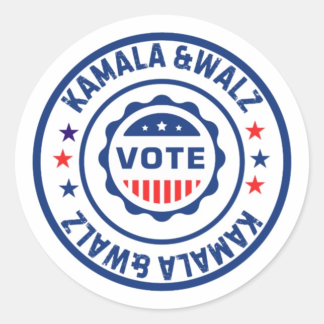 Sticker Rond Vote pour Kamala harris et walz (Devant)