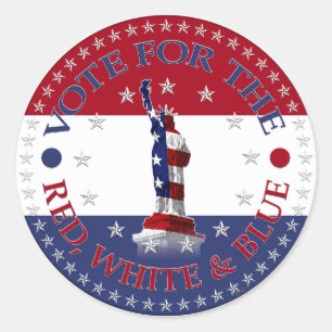 Sticker Rond Vote Pour La Statue Rouge, Blanche et Bleue de la