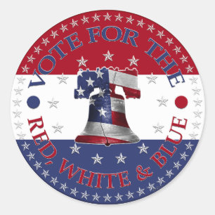 Sticker Rond Vote pour le Bell Liberté Rouge, Blanc et Bleu
