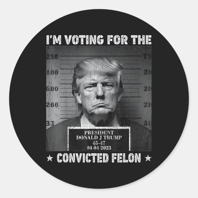 Sticker Rond Vote Pour Le Condamné Felon Funny Trump 2024 (Devant)
