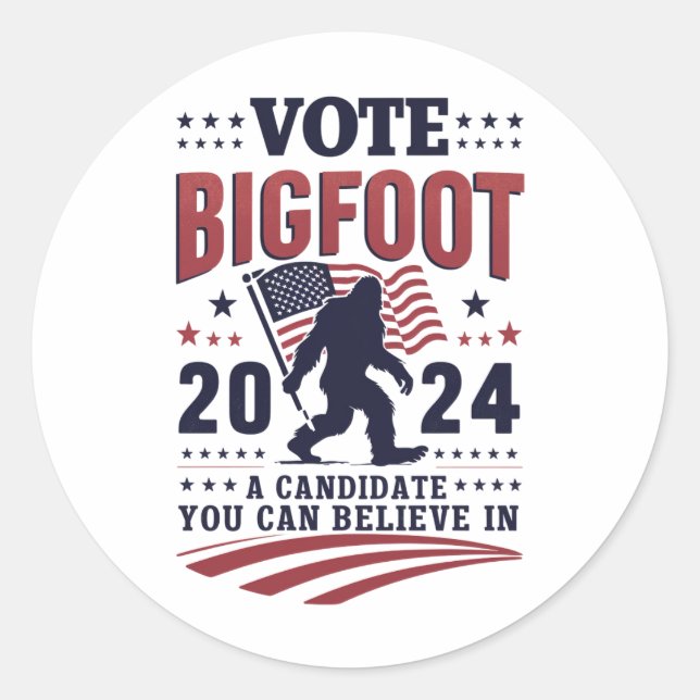 Sticker Rond Vote Pour Le Président De Bigfoot 2024 Sasquatch (Devant)
