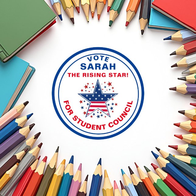 Sticker Rond Vote pour le président de classe : étoile montante (Créateur téléchargé)