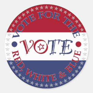 Sticker Rond Vote pour le script de vote rouge, blanc et bleu